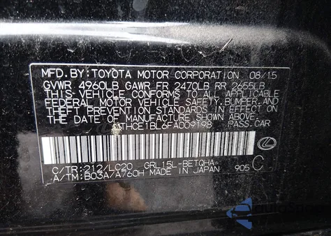 2015 Lexus Gs 350 z USA, uszkodzony, nr VIN JTHCE1BL6FA009198